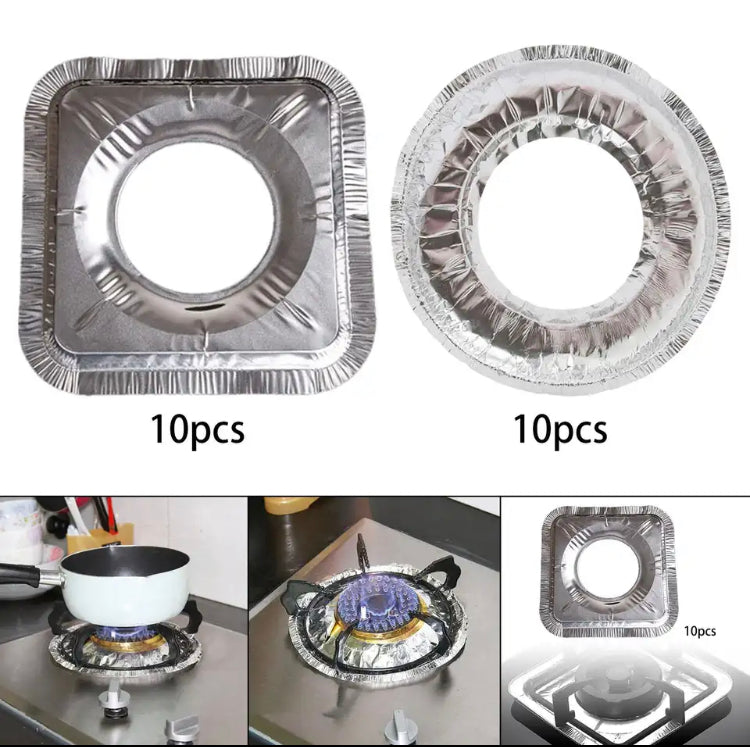 10Pcs Aluminium Stove Disposable Cover, Gas Burner Bib Liners Stove Cover, Cleaning Pad Mat Kitchen 10Pcs Aluminium Stove Disposable Cover, Gas Burner Bib Liners Stove Cover, Cleaning Pad Mat Kitchen